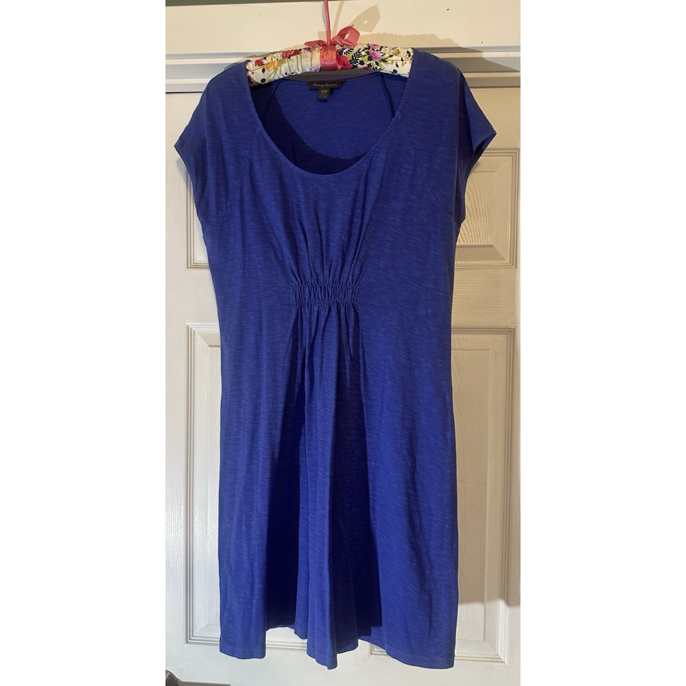 Tommy Bahama Casual Knit Dress Sz Medium blue Cinched elastic empire waist